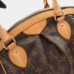 Pre Owned Louis Vuitton Tivoli Pm Handbag Monogram Canvas Leather Brown