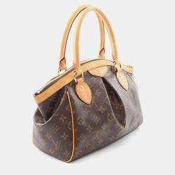 Pre Owned Louis Vuitton Tivoli Pm Handbag Monogram Canvas Leather Brown