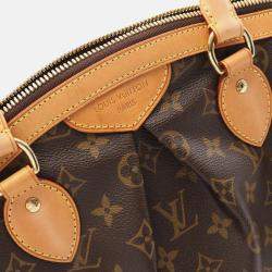 Pre Owned Louis Vuitton Tivoli Pm Handbag Monogram Canvas Leather Brown