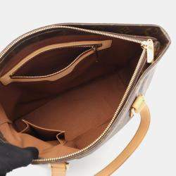 Pre Owned Louis Vuitton Cabas Piano Shoulder Bag Monogram Canvas Leather Brown