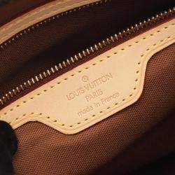 Pre Owned Louis Vuitton Cabas Piano Shoulder Bag Monogram Canvas Leather Brown