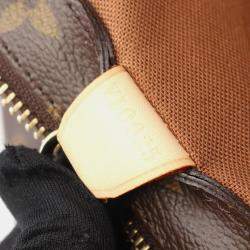 Pre Owned Louis Vuitton Cabas Piano Shoulder Bag Monogram Canvas Leather Brown
