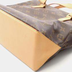 Pre Owned Louis Vuitton Cabas Piano Shoulder Bag Monogram Canvas Leather Brown
