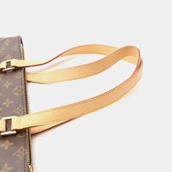 Pre Owned Louis Vuitton Cabas Piano Shoulder Bag Monogram Canvas Leather Brown
