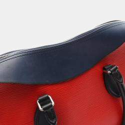 Pre Owned Louis Vuitton Tuileries Red Navy Black Epi Leather Shoulder Bag
