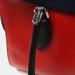 Pre Owned Louis Vuitton Tuileries Red Navy Black Epi Leather Shoulder Bag