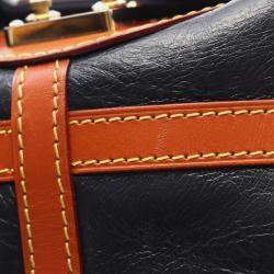 Pre Owned Louis Vuitton Duffle Shoulder Handbag Monogram Reverse Leather Navy Brown