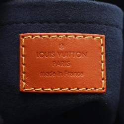 Pre Owned Louis Vuitton Duffle Shoulder Handbag Monogram Reverse Leather Navy Brown