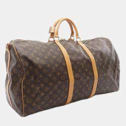Pre Owned Louis Vuitton Keepall Bandoulière 60 Brown Monogram Shoulder Handbag