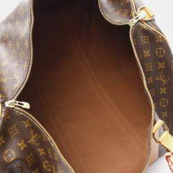 Pre Owned Louis Vuitton Keepall Bandoulière 60 Brown Monogram Shoulder Handbag