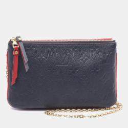Pre Owned Louis Vuitton Pochette Double Zip Blue/Red Monogram Empreinte Leather Chain Shoulder Bag