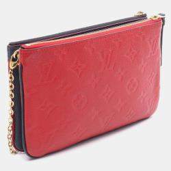 Pre Owned Louis Vuitton Pochette Double Zip Blue/Red Monogram Empreinte Leather Chain Shoulder Bag