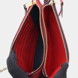 Pre Owned Louis Vuitton Pochette Double Zip Blue/Red Monogram Empreinte Leather Chain Shoulder Bag