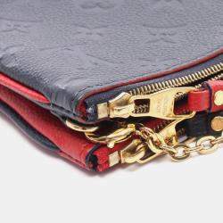 Pre Owned Louis Vuitton Pochette Double Zip Blue/Red Monogram Empreinte Leather Chain Shoulder Bag