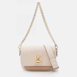 Pre Owned Louis Vuitton Lockme Tender Beige Leather Shoulder Bag