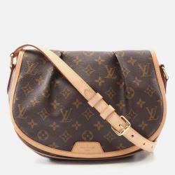 Pre Owned Louis Vuitton Menilmontant PM Brown Monogram Canvas Leather Shoulder Bag