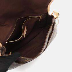 Pre Owned Louis Vuitton Menilmontant PM Brown Monogram Canvas Leather Shoulder Bag