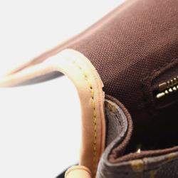 Pre Owned Louis Vuitton Menilmontant PM Brown Monogram Canvas Leather Shoulder Bag