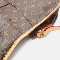 Pre Owned Louis Vuitton Menilmontant PM Brown Monogram Canvas Leather Shoulder Bag