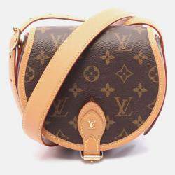 Pre Owned Louis Vuitton Tambourine Brown Monogram Canvas Leather Shoulder Bag