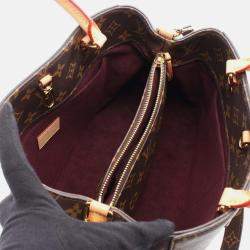 Pre Owned Louis Vuitton Montaigne MM Brown Monogram Canvas Leather Shoulder Bag