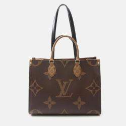 Pre Owned Louis Vuitton OnTheGo MM Brown Monogram Giant Reverse Shoulder Tote Bag