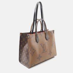 Pre Owned Louis Vuitton OnTheGo MM Brown Monogram Giant Reverse Shoulder Tote Bag
