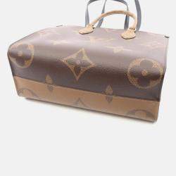 Pre Owned Louis Vuitton OnTheGo MM Brown Monogram Giant Reverse Shoulder Tote Bag