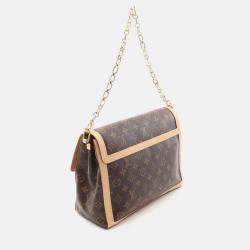 Pre Owned Louis Vuitton Dauphine Soft GM Brown Monogram Chain Shoulder Bag