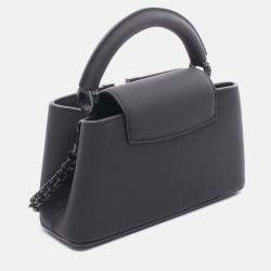 Pre Owned Louis Vuitton Capucines Ew Mini Shoulder Handbag Leather Black