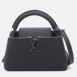 Pre Owned Louis Vuitton Capucines Ew Mini Shoulder Handbag Leather Black