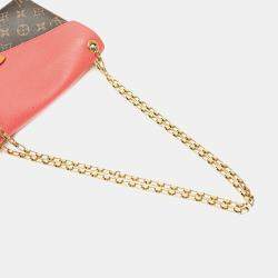 Pre Owned Louis Vuitton Brown Pink Monogram Pallas Chain