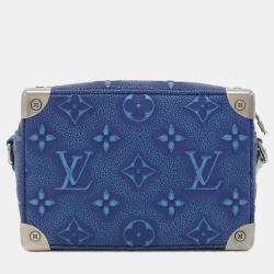Pre Owned Louis Vuitton Mini Soft Trunk Blue Leather Shoulder Bag