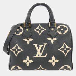 Pre Owned Louis Vuitton Speedy Bandouliere 25 Beige, Black Monogram Empreinte Leather Boston Bag