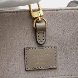 Pre Owned Louis Vuitton On the Go MM Tourterelle Creme Monogram Empreinte Leather Tote Bag
