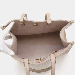 Pre Owned Louis Vuitton On the Go MM Tourterelle Creme Monogram Empreinte Leather Tote Bag