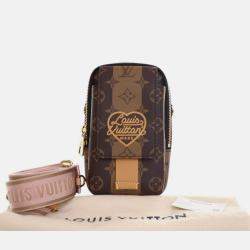 Pre Owned Louis Vuitton Brown Nigo Monogram Reverse Double Phone Pouch