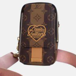 Pre Owned Louis Vuitton Brown Nigo Monogram Reverse Double Phone Pouch