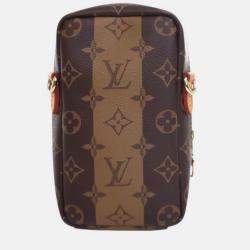 Pre Owned Louis Vuitton Brown Nigo Monogram Reverse Double Phone Pouch