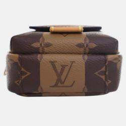 Pre Owned Louis Vuitton Brown Nigo Monogram Reverse Double Phone Pouch