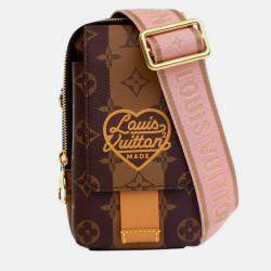 Pre Owned Louis Vuitton Brown Nigo Monogram Reverse Double Phone Pouch