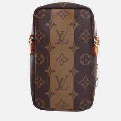 Pre Owned Louis Vuitton Brown Nigo Monogram Reverse Double Phone Pouch