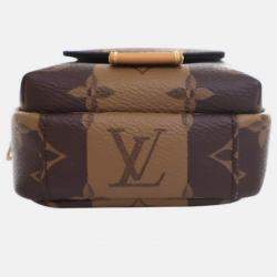 Pre Owned Louis Vuitton Brown Nigo Monogram Reverse Double Phone Pouch