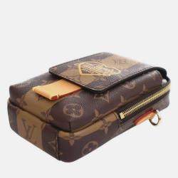 Pre Owned Louis Vuitton Brown Nigo Monogram Reverse Double Phone Pouch
