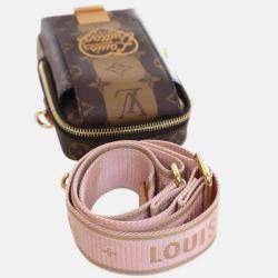 Pre Owned Louis Vuitton Brown Nigo Monogram Reverse Double Phone Pouch