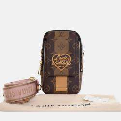 Pre Owned Louis Vuitton Brown Nigo Monogram Reverse Double Phone Pouch