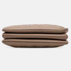 Pre Owned Louis Vuitton Brown Monogram Embossed Puffy Lambskin Coussin PM