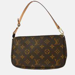 Pre Owned Louis Vuitton Pochette Accessoires Brown Monogram Canvas Handbag