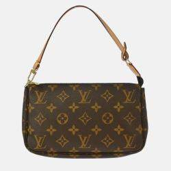 Pre Owned Louis Vuitton Pochette Accessoires Brown Monogram Canvas Handbag
