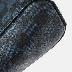 Pre Owned Louis Vuitton Damier Cobalt Newport MM Blue Canvas Crossbody Bag